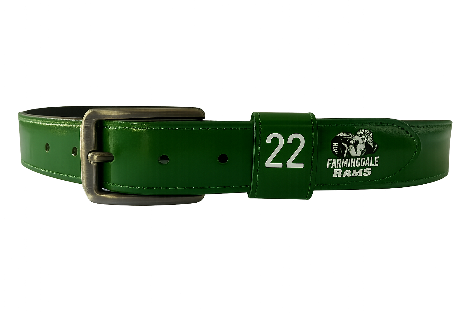 Green Farmingdale Rams Custom Baseball Belt